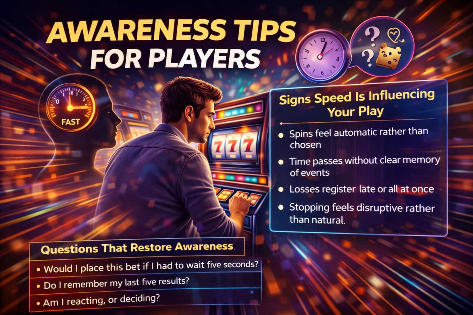 Infographic showing awareness tips for players